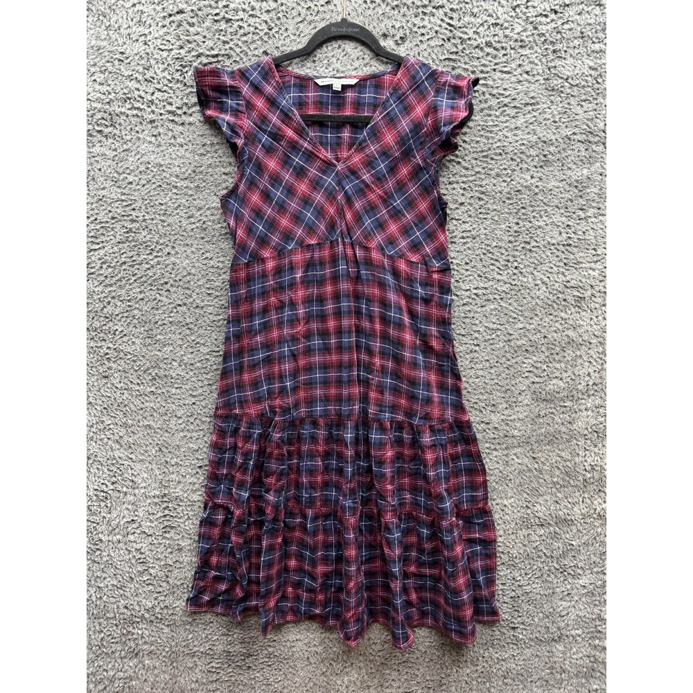 The Nines By Hatch Plaid V-Neck Maternity Midi‎ Dress Multicolor Womens Size S